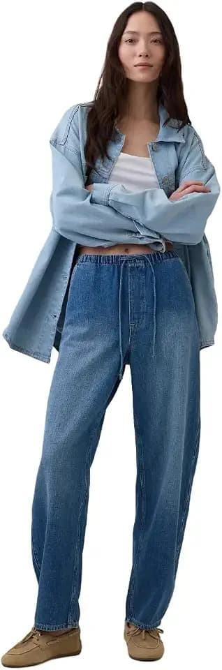 GAP Women's Pull-on Barrel Denim Jean
