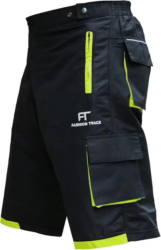 Fashion Track MTB Shorts – Innen gepolstert, Baggy, atmungsaktive Herren Mountainbike Shorts – 6 Taschen Fahrradhose für Radfahren, Laufen, Wandern und Outdoor-Lifestyle