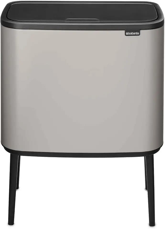 Brabantia Bo Touch Bin - 36 l Küchenmülleimer (Soft Grey), Restmülleimer für die Küche, Abfalleimer mit Soft-Touch-Öffnung