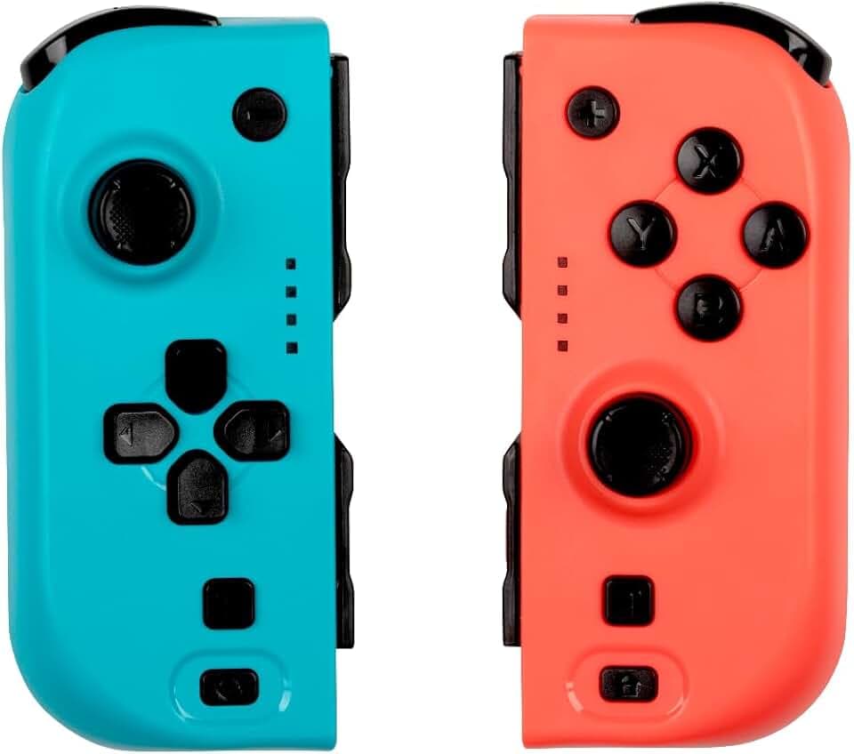Konix Paar Joypads Nintendo Switch und Switch OLED - Kompatibel mit Nintendo Switch 2 - Akkulaufzeit 8 h - Vibrationsfunktion - Blau und Rot