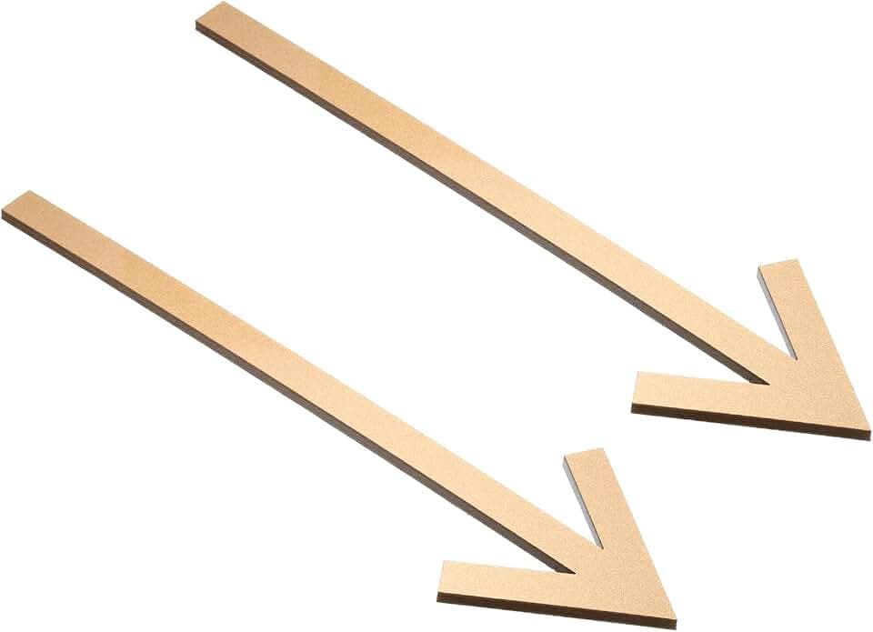 PATIKIL 10.2" Self Stick Arrow Sign, 2 Pack Acrylic Directional Sign Sticker Self-Adhesive for Indoor/Outdoor Wall Marking, Gold