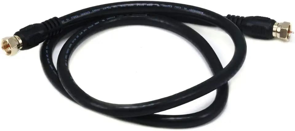 Monoprice RG6 Quad Shield CL2 Coaxial Cable with F Type Connector - 3 Feet, Black