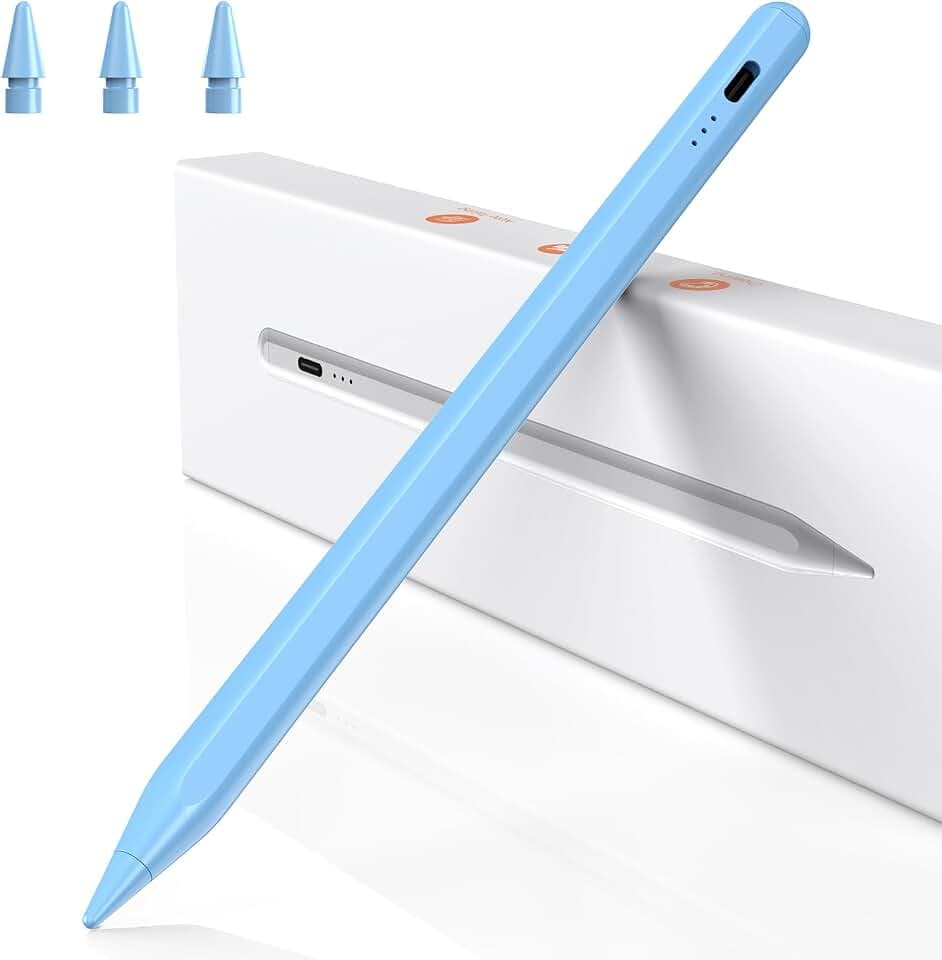 BAZO Stift für iPad 2018-2026, 2X Schnellladeleistung, Palm Rejection | Apple Pencil mit magnetischer Haftung, Neigungssensitivität für iPad 6–11/A16, Mini 5–7, 11'' 12,9" 13'' Pro/Air M1-M5, Blau