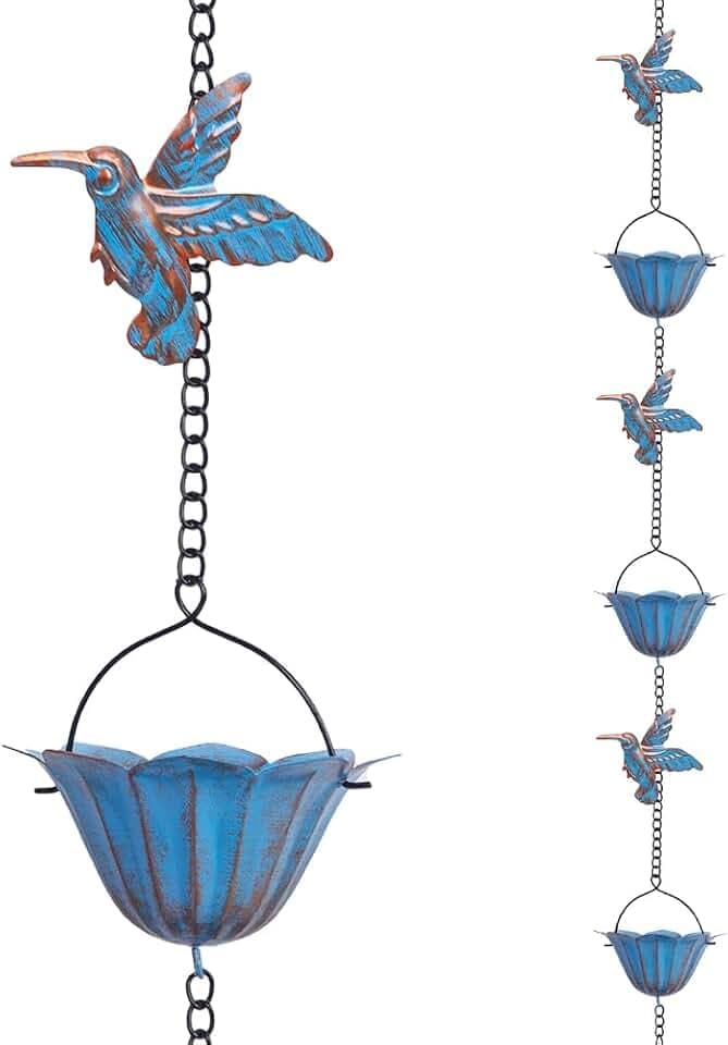 13.4FT Hummingbird Rain Chains for Outside, Gutters,Eaves, Drainage