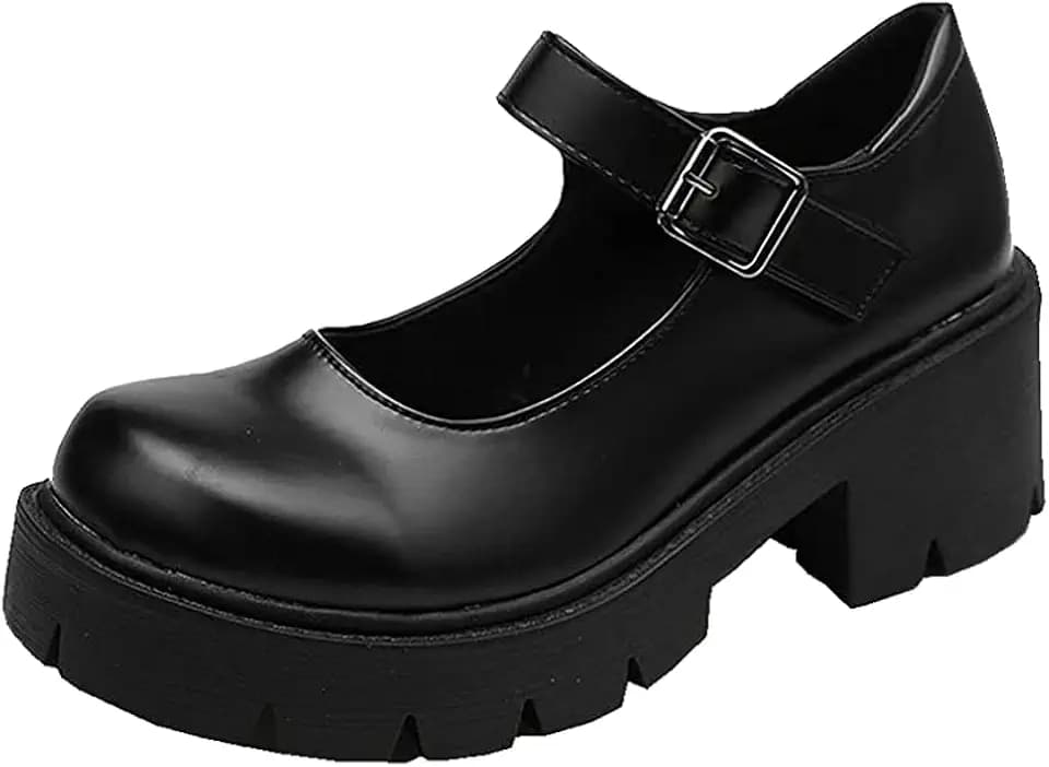 Women's Platform Mary Janes Heart Cat Buckle Rivets Ankle Lolita Gothic Princess Platform Pumps Patent Leather Thorn Vintage Traditional Embroidery Upper Dress Shoes
