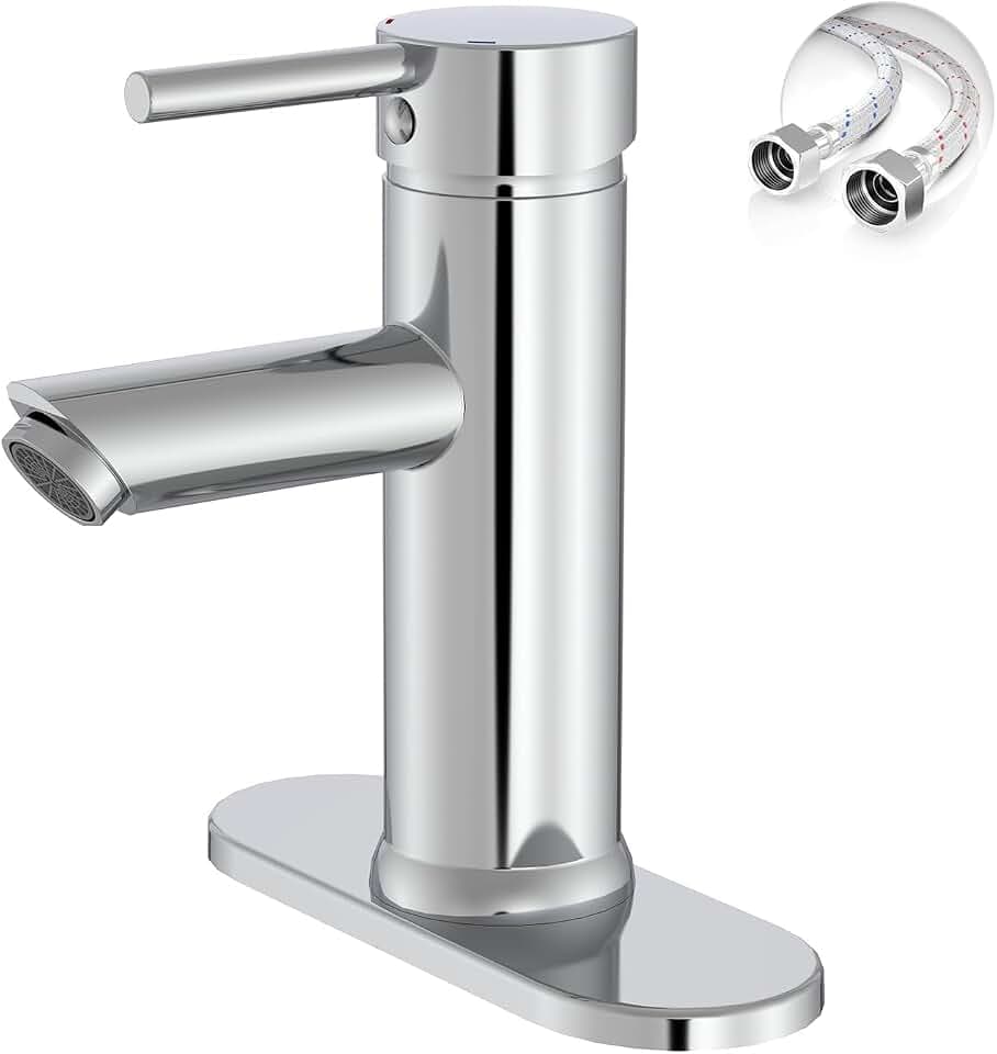 Greenspring® Einhebel Waschtischarmatur Badarmatur Wasserhahn Dwarf Waschtisch Armatur Verlängerte Waschbecken Einhebelmischer Chrom Bad Badezimmer gerader Auslauf für Waschschale und Aufsatzbecken