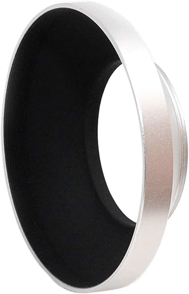 Fotasy 46mm Silver Metal Wide Angle Lens Hood, Silver Wide Lens Hood 46mm, 46mm Silver Hood fits Olympus M.Zuiko Digital ED 12mm 1:2.0 Lens, 46mm Screw-in Hood Silver