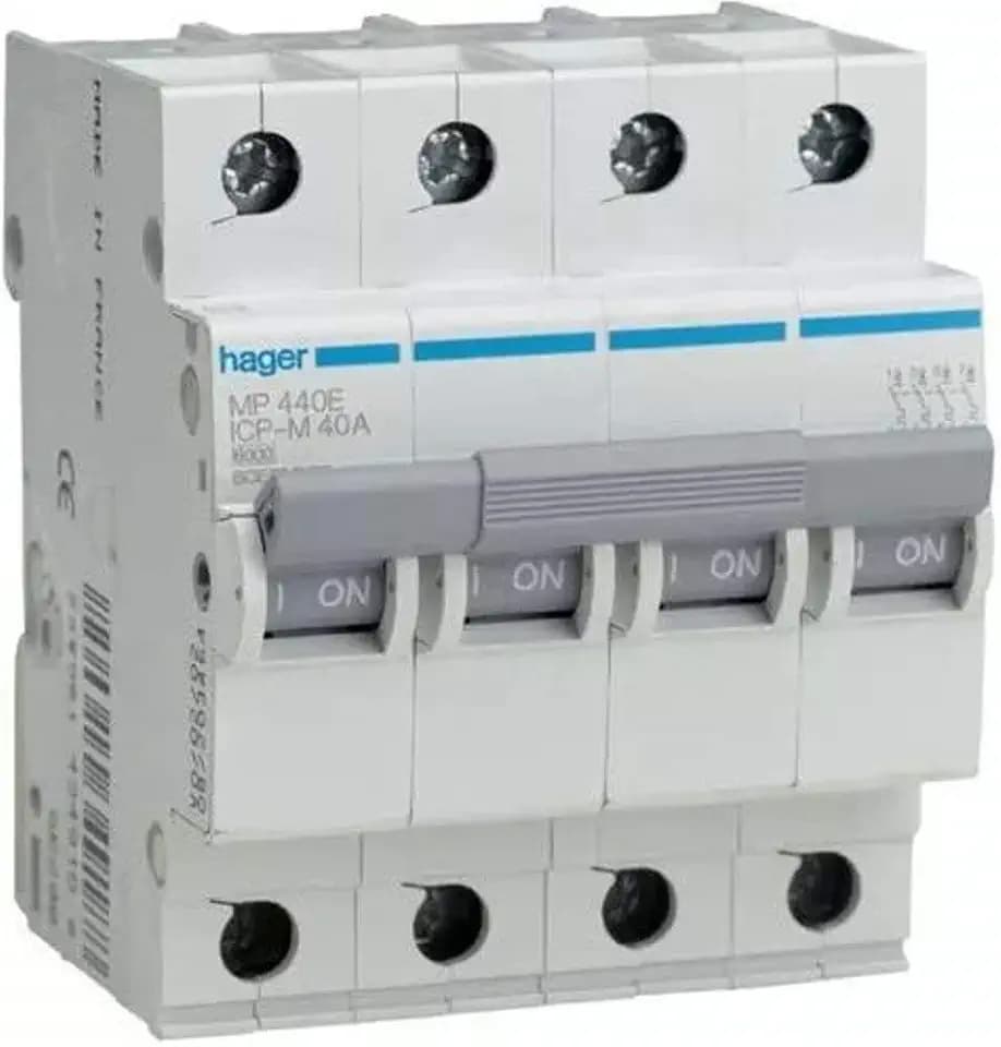 Hager Serie mp-e – Magnetisches Schalter tetrapolar 15 A Kurve ICP
