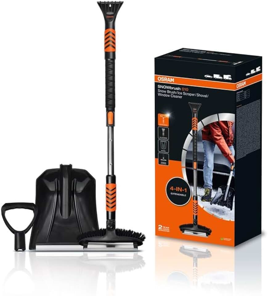OSRAM SNOWbrush 010, 4 in 1, Schneebürste, Schaufel, Eiskratzer, Fensterreiniger