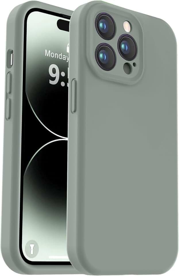 Vooii Compatible with iPhone 14 Pro Case, Liquid Silicone Upgrade [Camera Protection] [Soft Anti-Scratch Microfiber Lining] Shockproof Phone Case for iPhone 14 Pro 6.1 inch - Calke Green