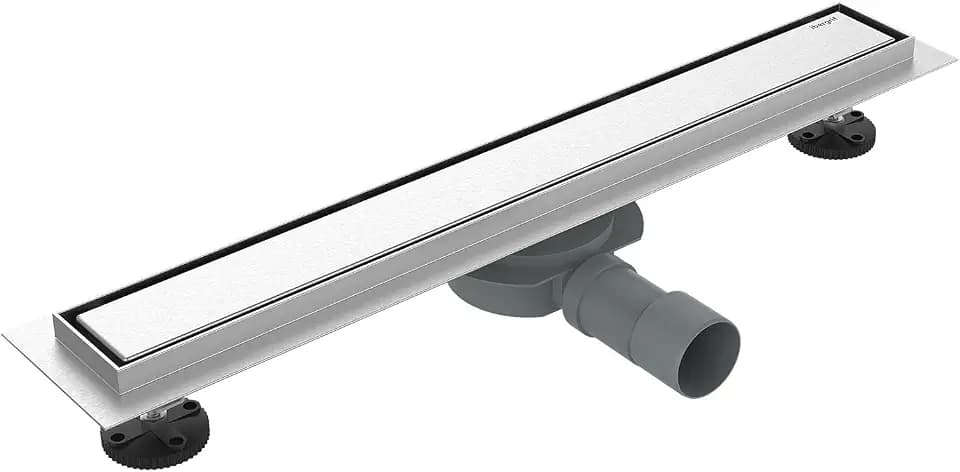 Ibergrif Edelstahl Duschrinne 50 cm Komplettset, Bodenablauf, Siphon mit Geruchsstop, Haarsieb, Befliesbar, Extra flach, Schnelle Drainage
