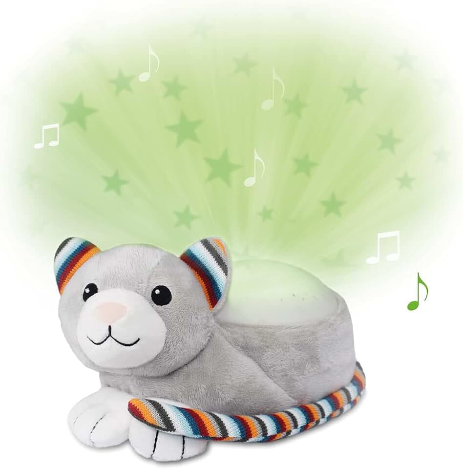 ZAZU Kiki The Kitten Projektor - Baby Lichtprojektor mit beruhigenden Melodien (Herzschlag-Sound, Naturgeräusche oder Lounge-Musik) | Schrei-Sensor | Automatische Abschaltung | waschbar