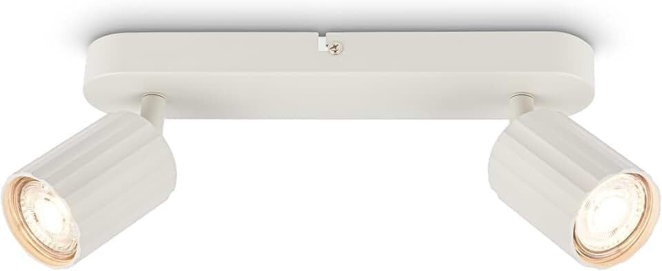 BRILONER - Deckenlampe mit Riffeln, schwenkbar, GU10, max. 9 W, Deckenleuchte, Lampe, Wohnzimmerlampe, Schlafzimmerlampe, Küchenlampe, Deckenstrahler, Deckenbeleuchtung, 28 cm, Altweiß