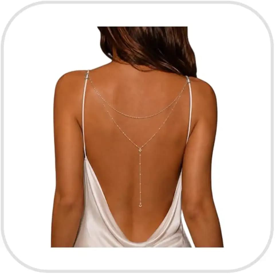 Simple Sexy Layered Pearl Back Chain Jewelry Rhinestone Backless Necklace Bridal Wedding Pearl Bead Backdrop Accessories Jewelry for Women Dress