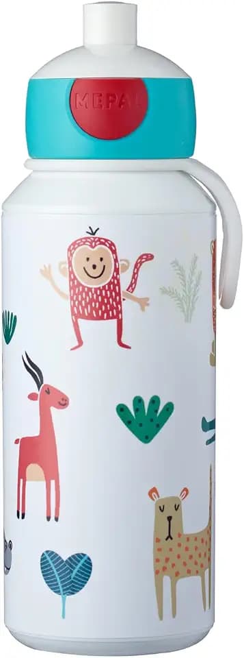 Mepal - Trinkflasche Pop-up Campus - Wasserflasche - Auslaufsichere Flasche für die Schule - Wiederverwendbar - BPA-frei & Spülmaschinenfest - 400 ml - Animal Friends
