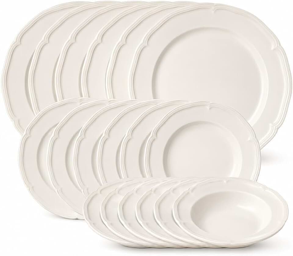 Villeroy & Boch Manoir 18 Piece Dinnerware Set, Creamy White