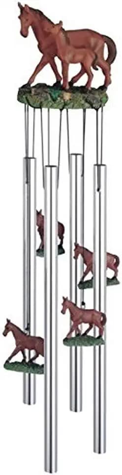 StealStreet SS-G-41939 Wind Chime Round Top Horse with Foal Hanging Garden Porch Decoration