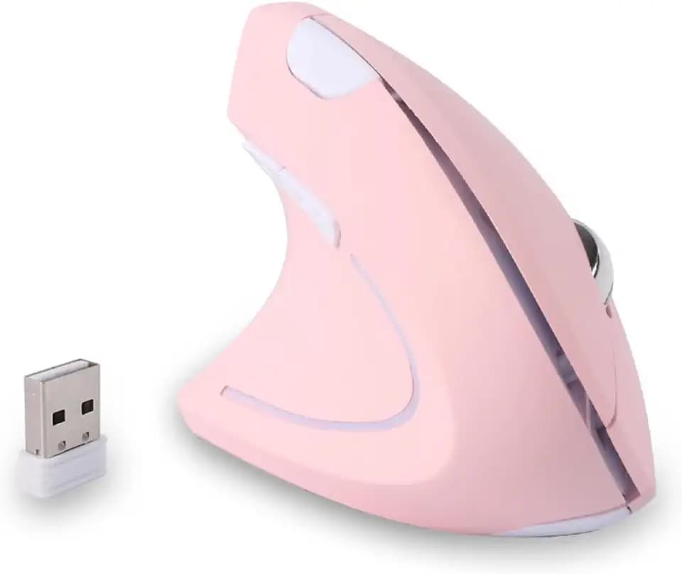 Left-Handed Wireless Mouse,Ergonomic Vertical Mouse High Precision 800/1000/1600 6 Buttons Computer Gaming Cordless Mice for Laptop PC Desktop Notebook Specially for Left Handers(Pink)