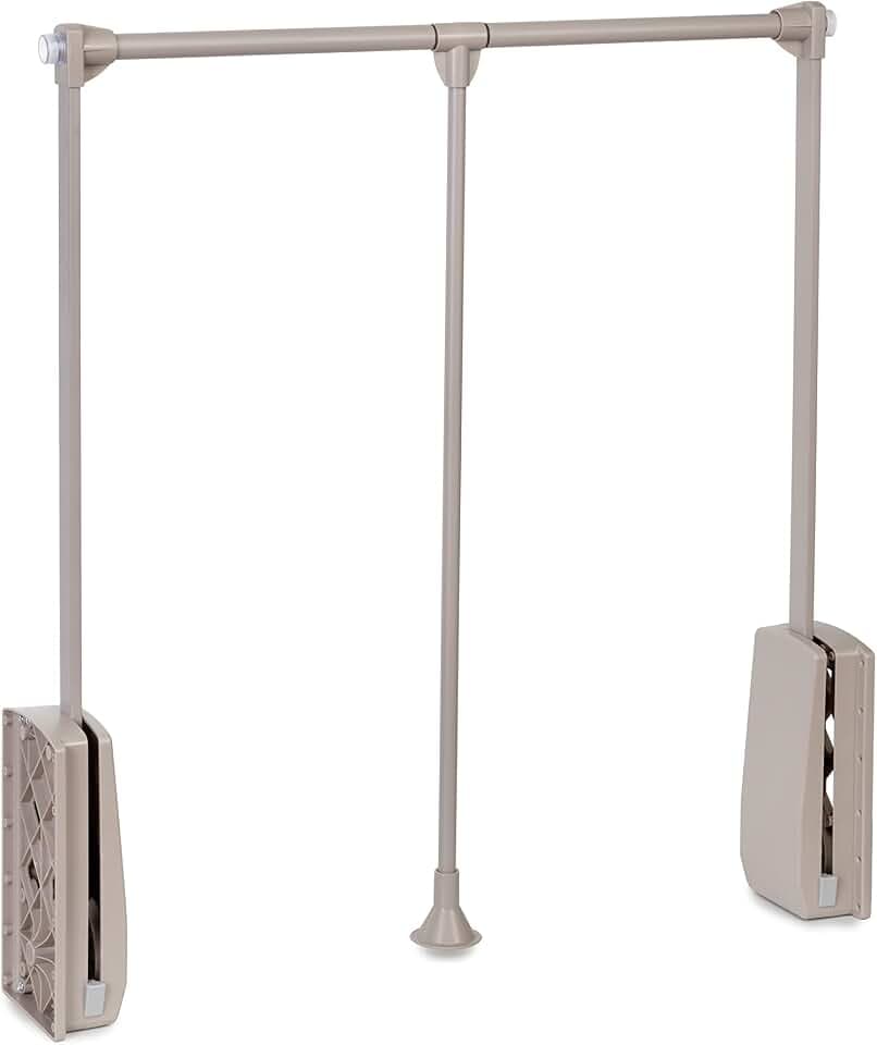 Emuca - Kleiderlift für Schrank, Ausziehbarer Kleiderlift 600-830mm Breite, Schrankinnenseiten Montage, Steingrau, Stahl