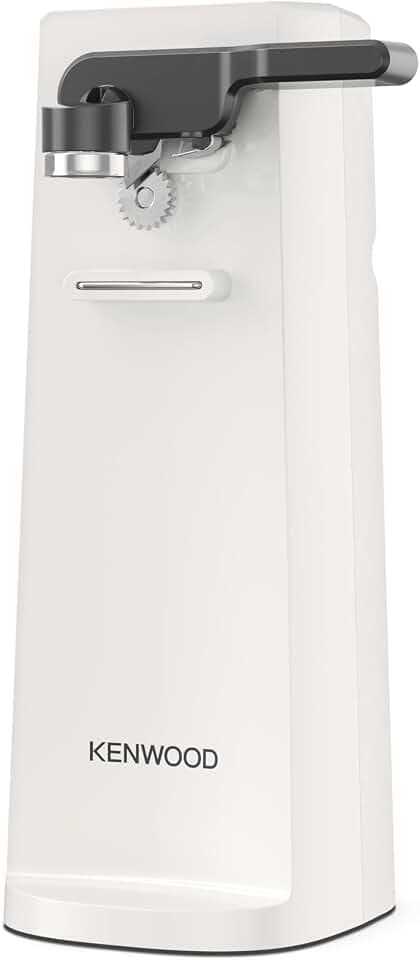 Kenwood Elektrischer Dosenöffner CAP80.000WH, Multifunktionaler 3-in-1 Küchenhelfer mit Integriertem Messerschärfer, Dosenöffner und Flaschenöffner, mit Kabelaufwicklung, Weiß