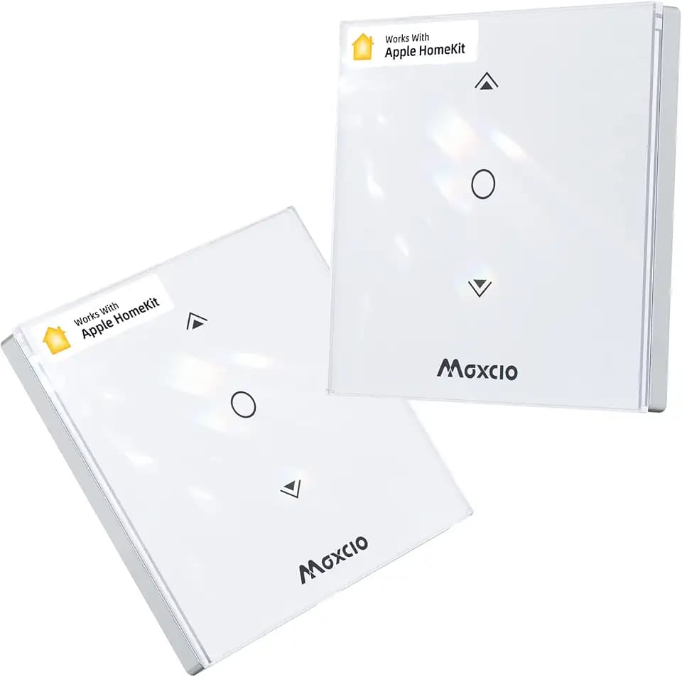 Homekit Rolladenschalter, Maxcio Jalousieschalter mit Timer/Steuerbare LED, Steuerung via Siri, Alexa, Google, für elektrischen Vorhangmotor