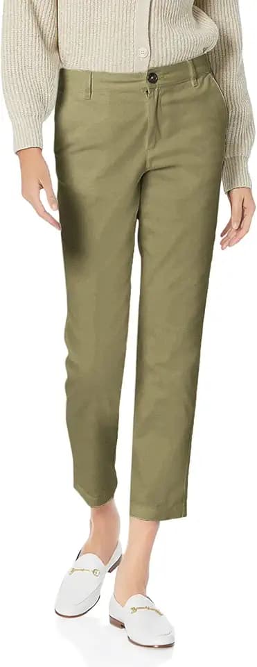Amazon Essentials Damen Khakifarbene, Dehnbare Slim-Fit-Hose mit mittelhohem Bund (In Übergröße erhältlich)
