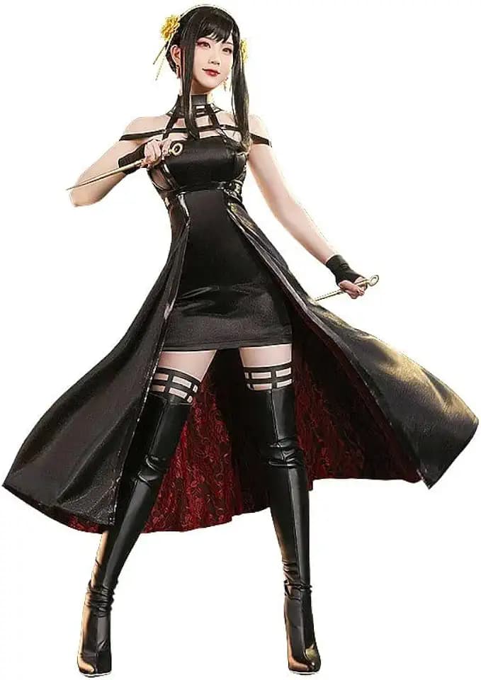 KIRA KIRA Yorr Forgerr Cosplay Costume Doki-SR Women Gothic Black Dress Yorr Cosplay Halloween Costume