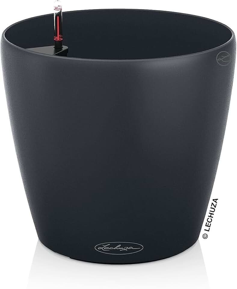 Lechuza-Gefäß mit Bewässerungssystem Classico Color 43 schiefergrau