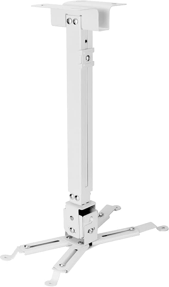 QWORK® Universal Beamerhalterungen Decke, 360° Drehbar, 15° Neigbarer Winkel, Teleskop 40-63 cm, Belastbar bis 15 kg - Weiß