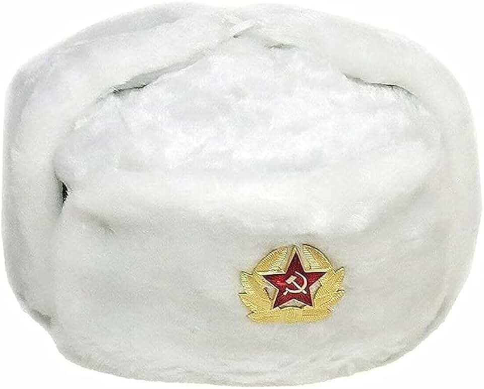 Vintage Sowjetische Armee Pelz Trapper Hut Herren Russische Trapper Winter Warme Mütze Kappe mit sowjetischem Abzeichen Unisex Kunstpelz Uschanka Klappen Hut Sowjetischer Stil Unisex Wintermütze