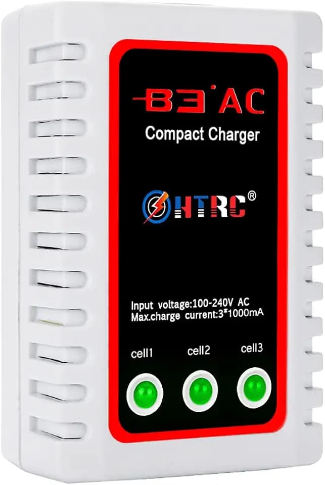 HTRC RC Battery Charger, AC 100-240V Output 20W 1000mA/2000mA 2-8S (2.4-9.6V) NiMH/NiCD Battery Chargers with Standard Tamiya Connector for Drone, RC Car, RC Boat, Airsoft Batteries