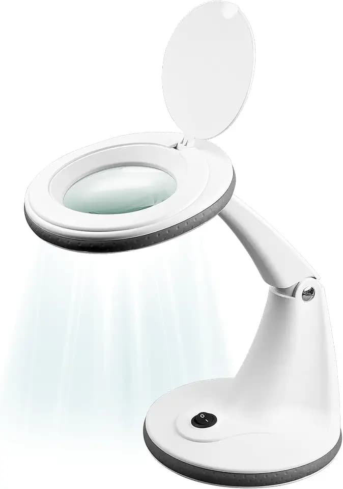 goobay 60366 LED Lupenleuchte/Lupenlampe mit Standfuß/Standlupe mit Licht / 6 W Leistungsaufnahme/Farbtemperatur 6500 K/Lichtstrom 450 lm/Betriebsspannung 230 V (AC) / Weiß