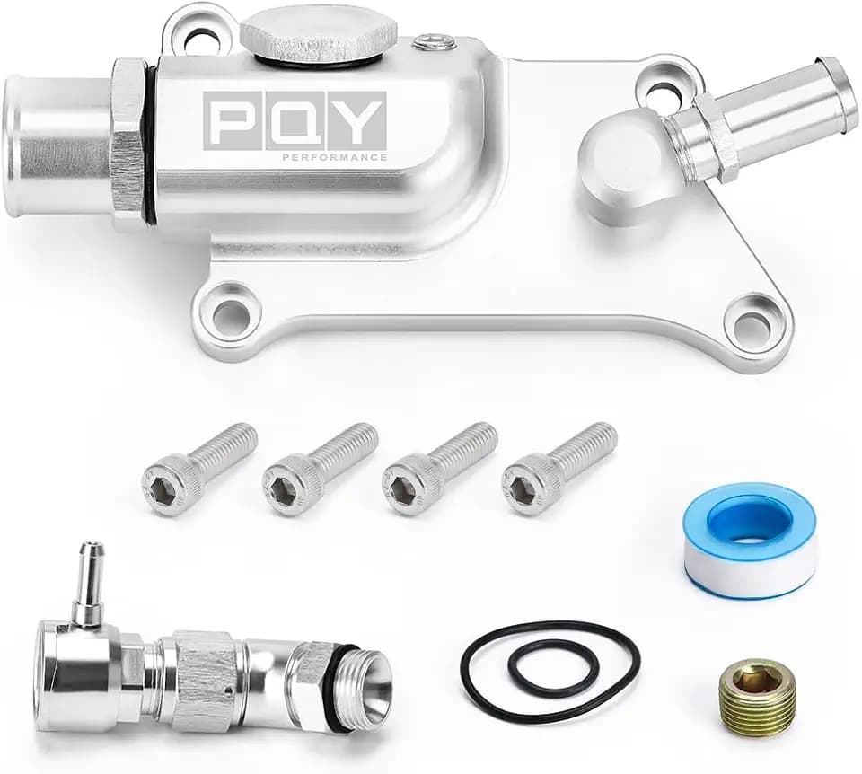 Upper Coolant Housing Straight Inlet with Integrated Filler Neck Compatible with Honda K24 K20Z3 Silver