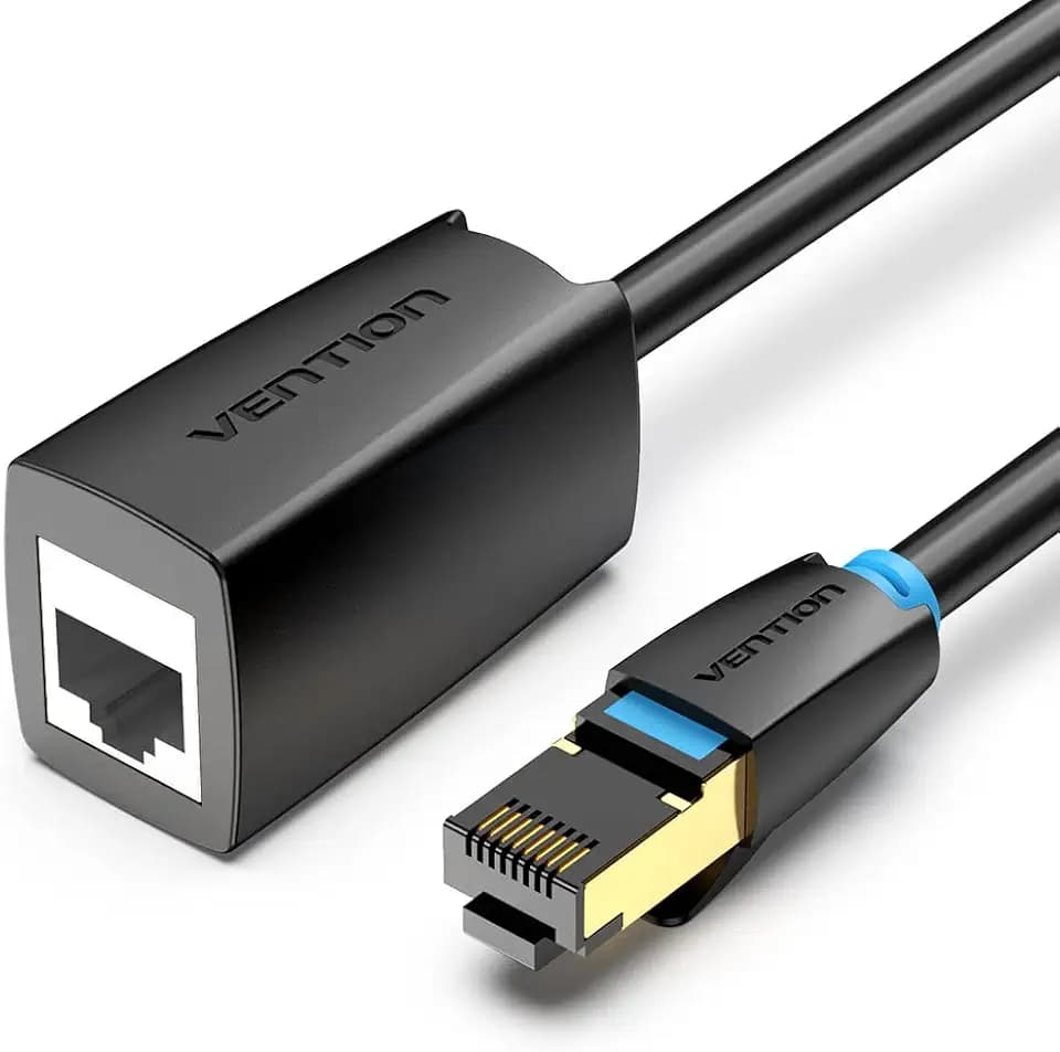 VENTION Cat 8 Ethernet Extension Cable 6.6FT 40Gbps LAN Cable Extender Cat8 FTP Ethernet Patch Internet Cable Shielded RJ45 Male to Female Connector for Computer PC Laptop Smart TV