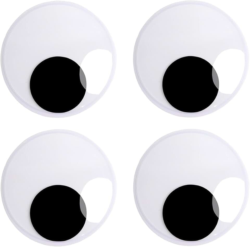 4 inches Giant Wiggle Googly Eyes with Self Adhesive Black Plastic Large Eyes for Crafts Making and Party Decorations (Black, 100mm-4pcs)