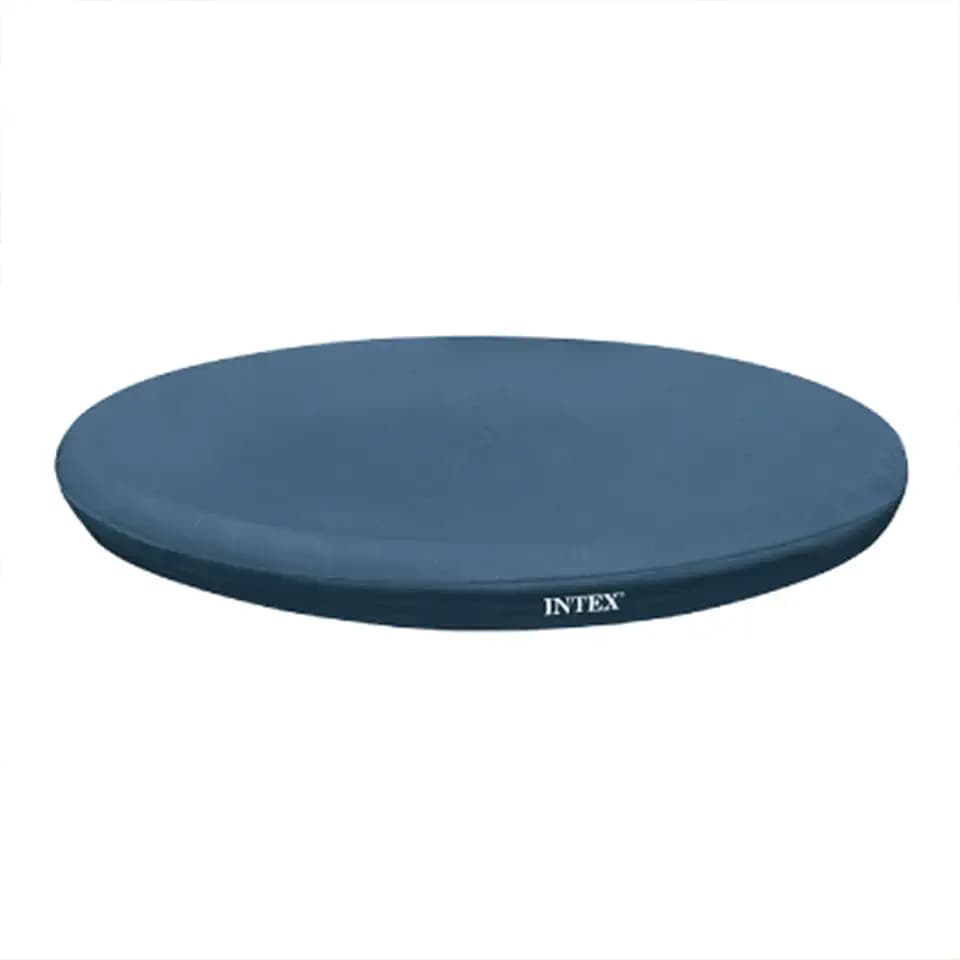 INTEX 28021E Pool Cover: for 10ft Round Easy Set Pools – Includes Rope Tie – Drain Holes – 12in Overhang – Snug Fit