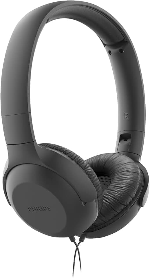 PHILIPS UH201BK/00 On Ear Kopfhörer mit Kabel (Faltbar, Weiche Ohrpolster, Mikro, 1,2 Meter Kabel) Schwarz