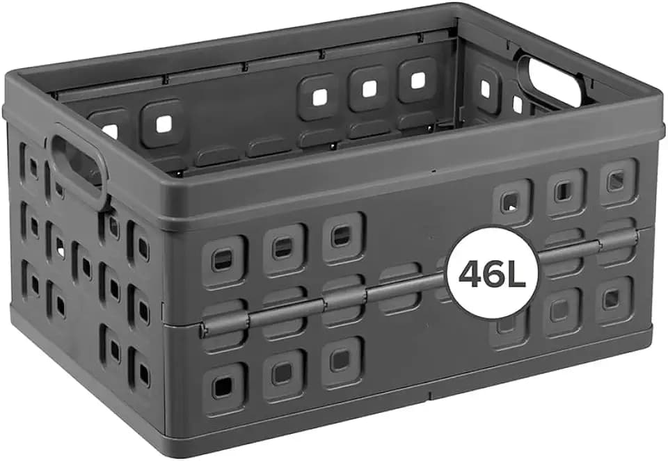 Sunware Square Klappbox faltbar stabil 46L – 54x38x26,5cm – klappkiste robust mit handgriffen – faltbare Aufbewahrungsbox 46L