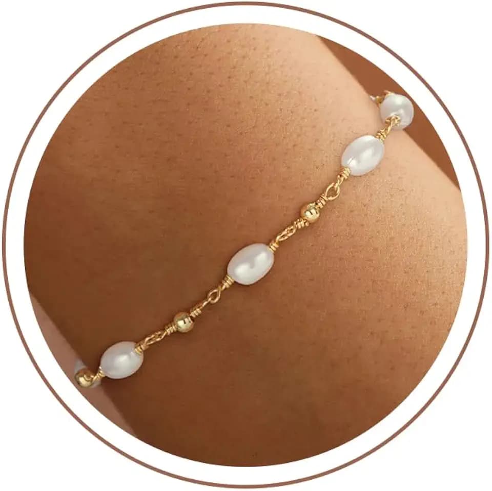 SLOONG 14K Gold Plated Pearl Bracelets for Women Trendy