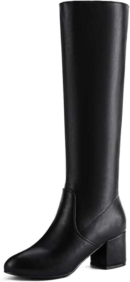 Shoe'N Tale Knee High Boots Women's Chunky Block Heel