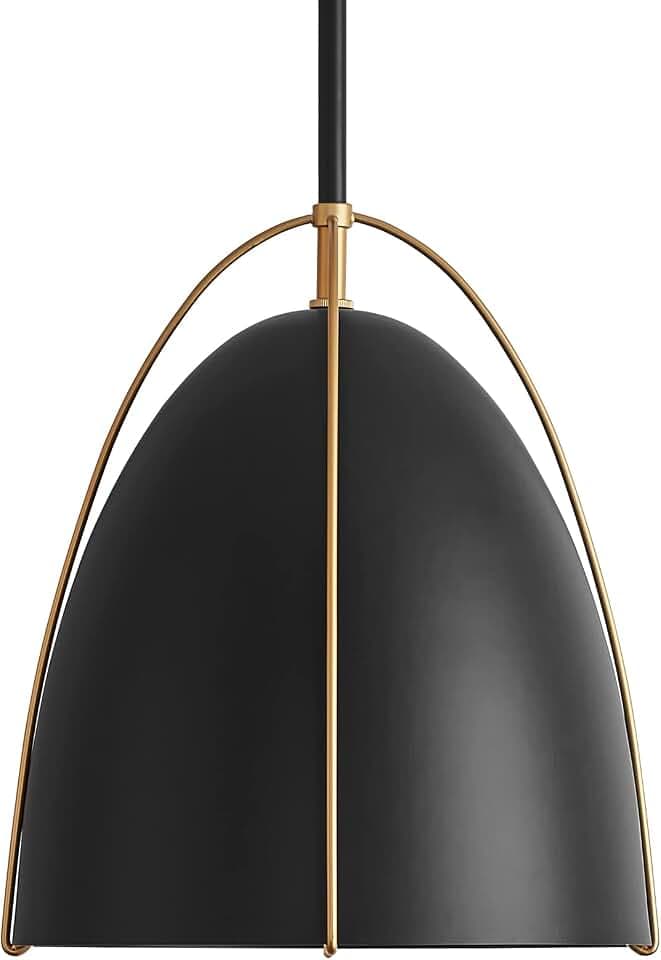 Black Dome Pendant Light 10in Kitchen Island Pendant Lighting Modern Black & Gold Ceiling Pendant Light Fixture for Kitchen Sink Dining Room, E26