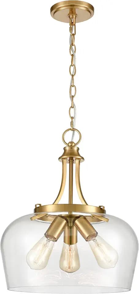 Modern 3-Light Gold Clear Glass Pendant Lights Kitchen Island