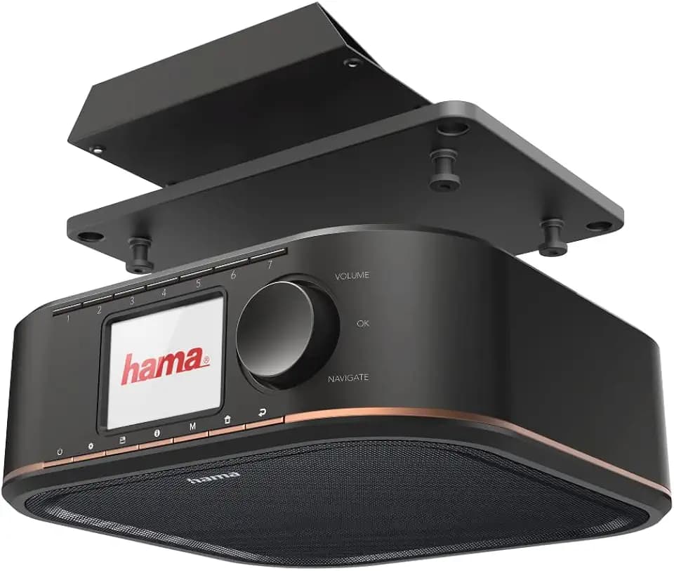 Hama Digitalradio für FM/DAB/DAB+ Empfang, DR350, unterbaufähig (Unterbau-Küchenradio, Farbdisplay, Weckfunktion, Netzbetrieb) Küche Unterbauradio, DAB-Radio, schwarz/Kupfer