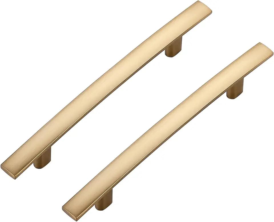 5 Pack Champagne Bronze Cabinet Handles, 4" Hole Center Curved Pulls