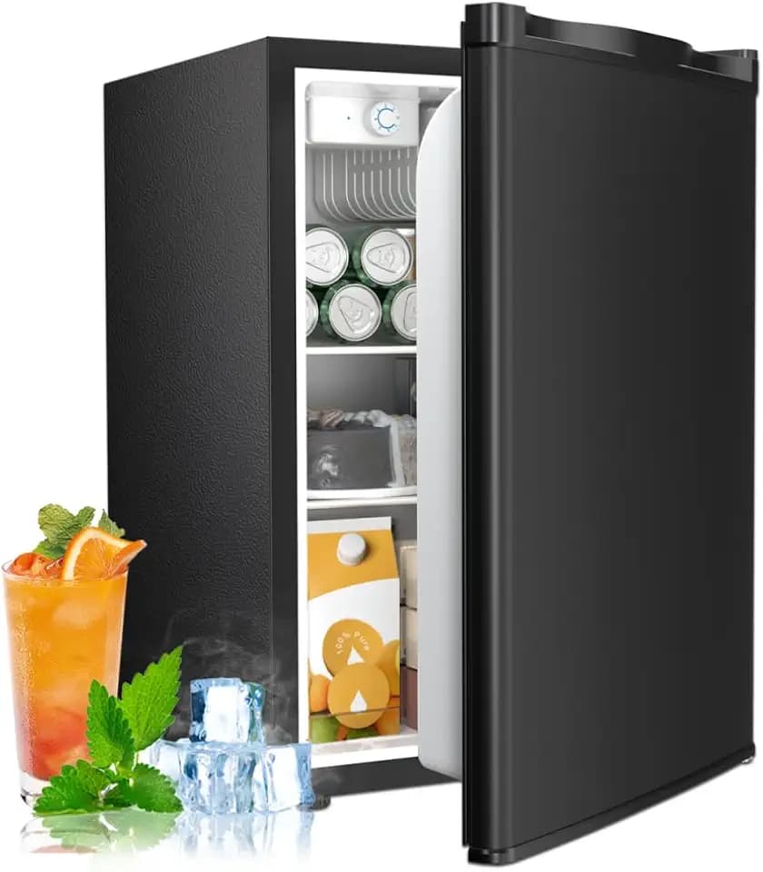 Antarctic Star 2.56 Cu.ft Single Door Compact Refrigerator with Mini Freezer, Adjustable Temperature Control with Removable Glass Shelves, Perfect for Homes, Offices, Dorms, Black