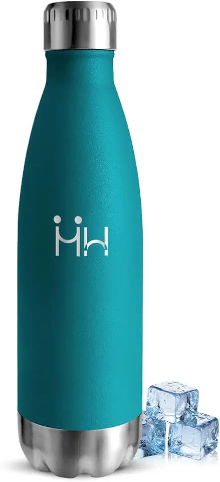 Trinkflasche Edelstahl 500ML, BPA-frei, Wasserflasche, Auslaufsichere Isolierflasche Doppelwandig, Thermosflasche, Trinkflasche Kohlensäure Geeignet, für Fitness, Schule, Moosgrün