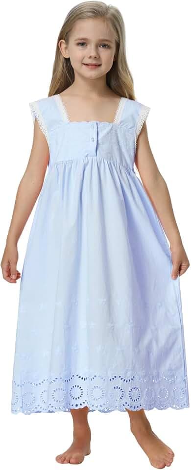 Kids Girls' Princess Nightgown Lace Sleeveless Full Length Dress 3-13 Years