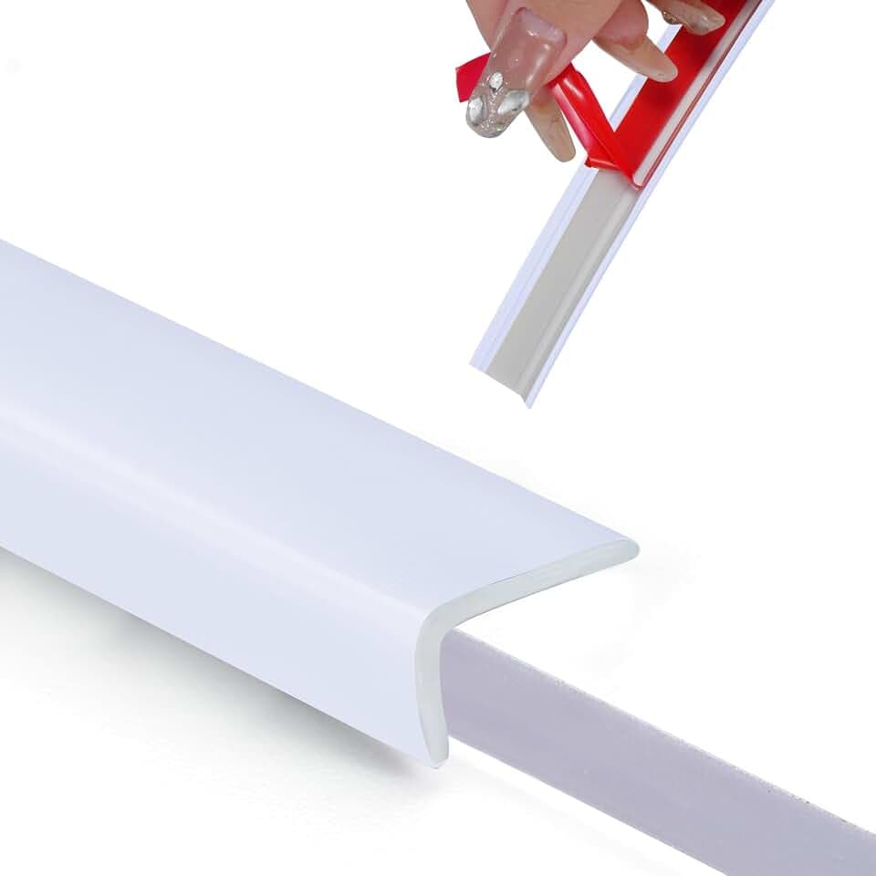 Peel and Stick Vinyl Corner Trim, 20FT L-Shape Tile Outside Corner Molding Exterior Moulding Trim Edges Furniture Decoration (0.49IN*0.29IN White)