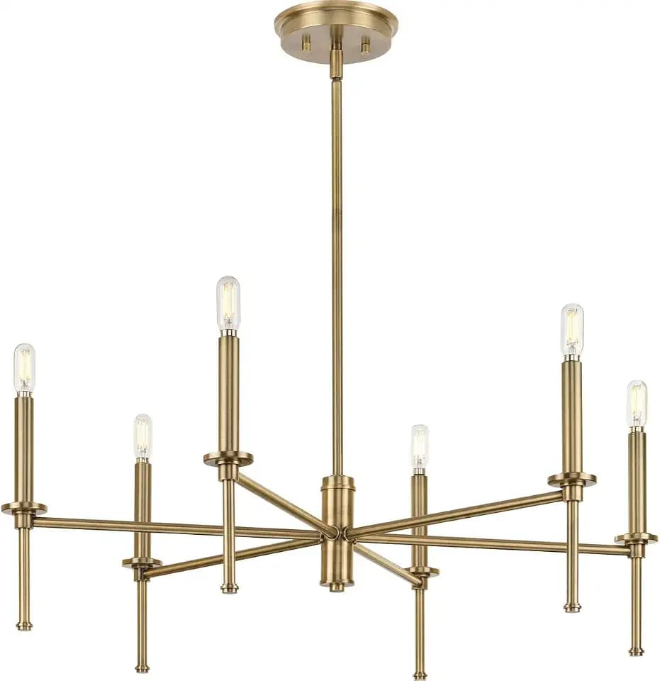 Progress Lighting Elara 4-Light Chandelier, Vintage Brass