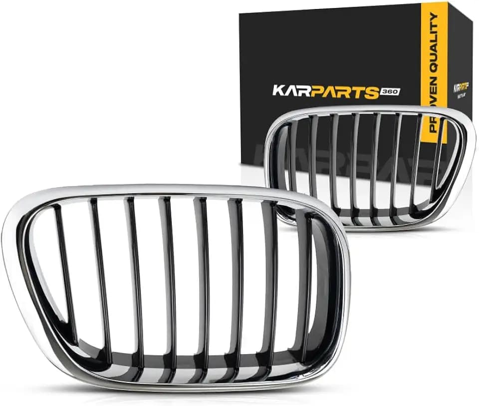 For BMW X5 2000 2001 2002 2003 Grille Driver and Passenger Side | Pair | Chrome | Made of Plastic | Replacement For BM1200152, BM1200153 | 51138402645, 51138402646